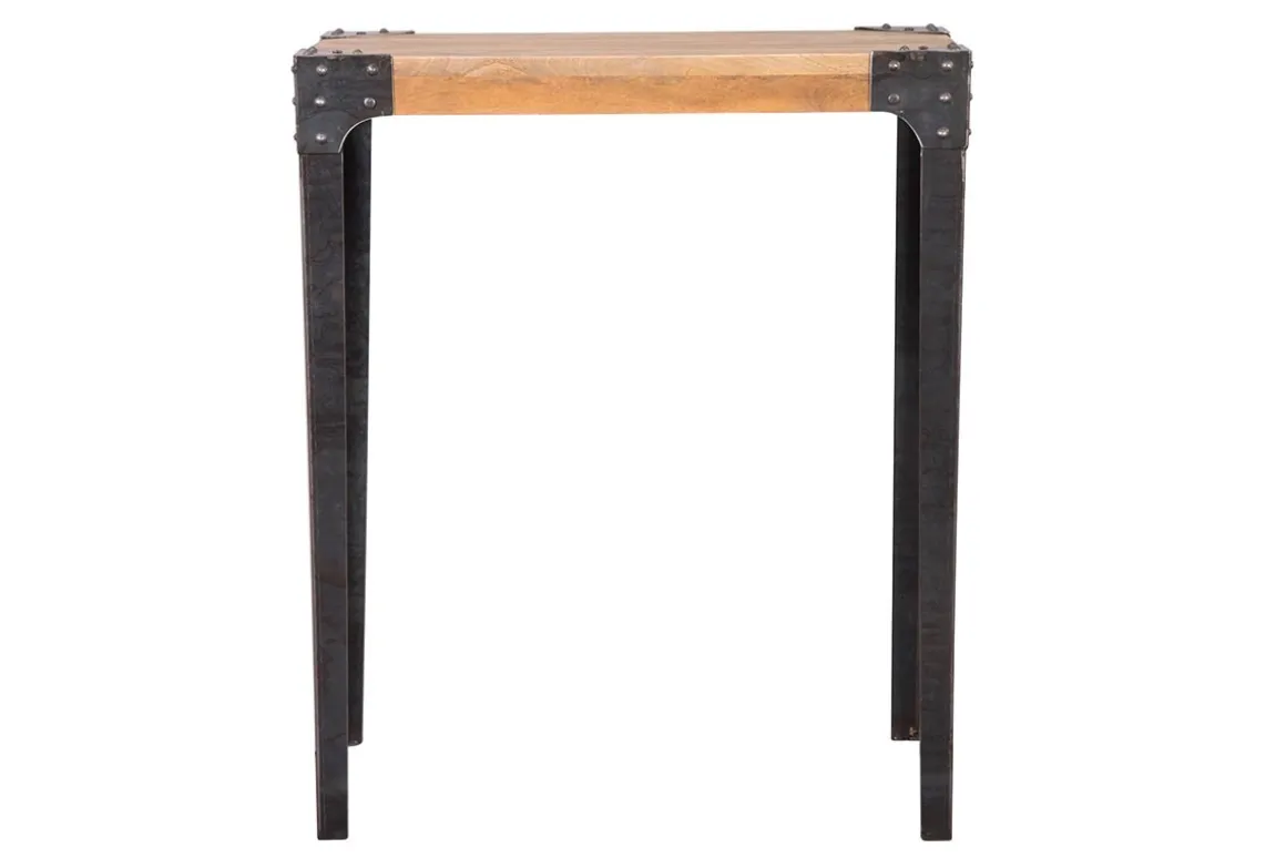 Miliboo Table De Bar / Bar-Table haute industrielle rectangulaire en bois manguier massif et métal L88 cm MADISON