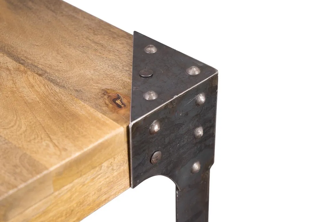 Miliboo Table De Bar / Bar-Table haute industrielle rectangulaire en bois manguier massif et métal L88 cm MADISON