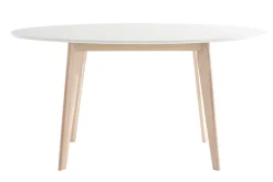 Miliboo Table À Manger Fixe-Table scandinave ovale blanche et bois clair L150 cm LEENA