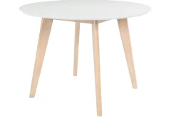 Miliboo Table À Manger Fixe-Table scandinave ronde blanc et bois D100 cm LEENA