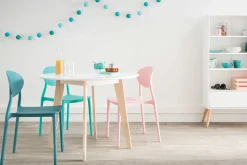 Miliboo Table À Manger Fixe-Table scandinave ronde blanc et bois D100 cm LEENA