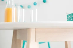 Miliboo Table À Manger Fixe-Table scandinave ronde blanc et bois D100 cm LEENA