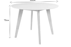 Miliboo Table À Manger Fixe-Table scandinave ronde blanc et bois D100 cm LEENA