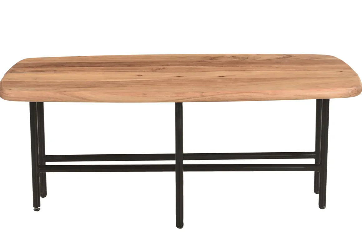 Miliboo Table Basse-Tables basses gigognes 2 plateaux en bois massif et métal noir SUZANE