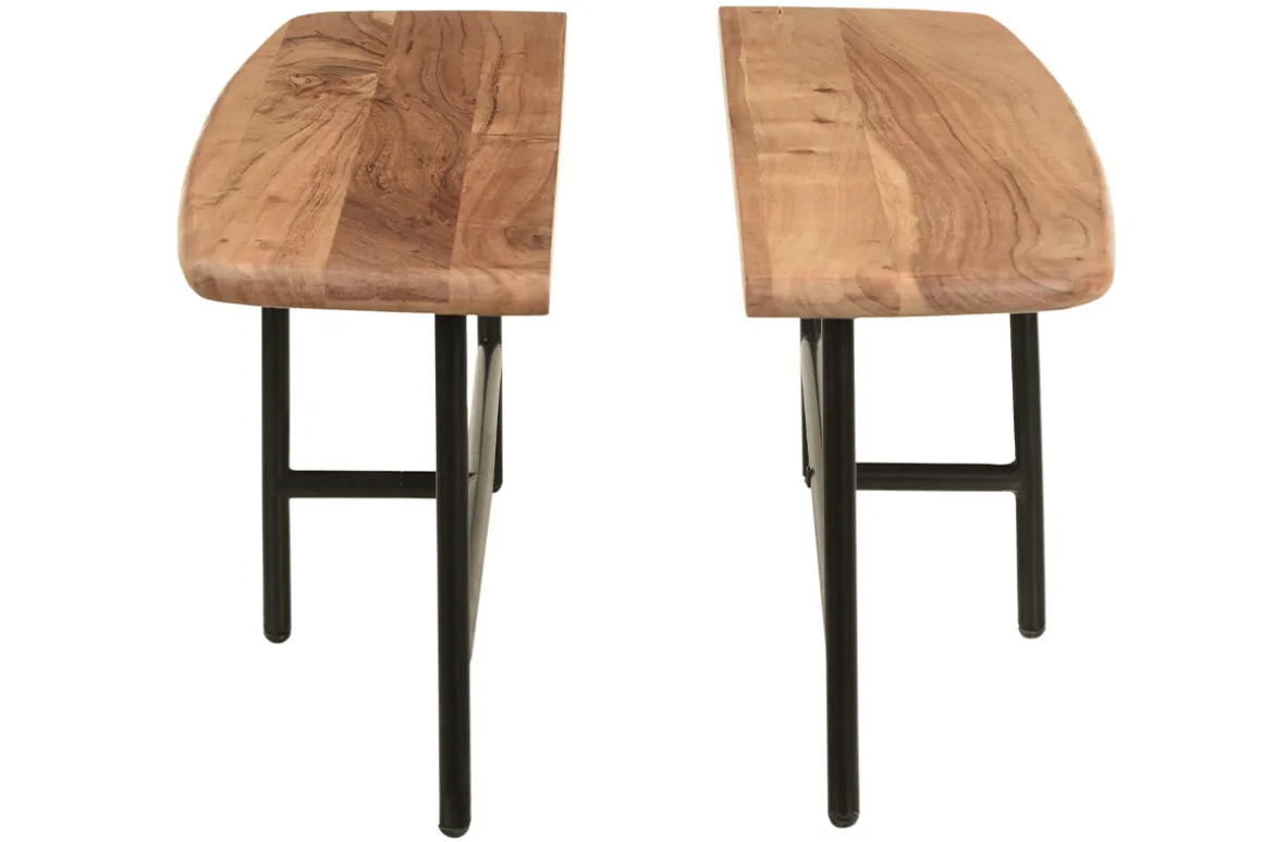 Miliboo Table Basse-Tables basses gigognes 2 plateaux en bois massif et métal noir SUZANE