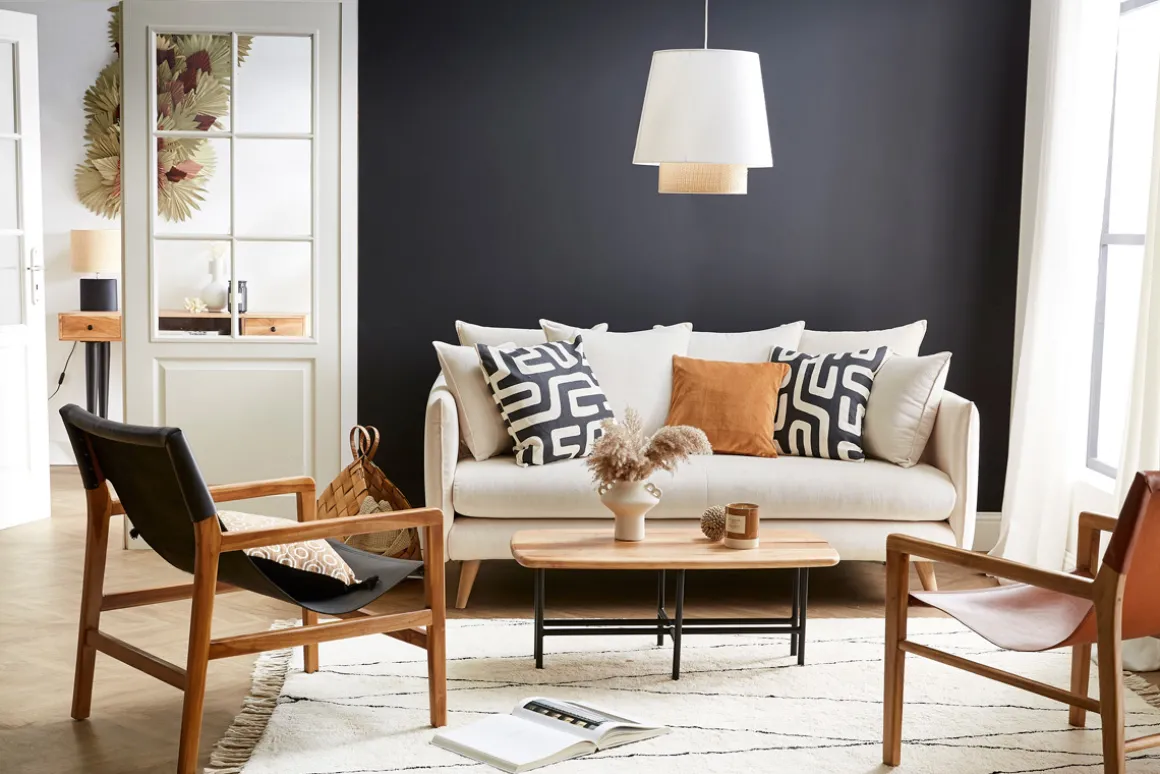 Miliboo Table Basse-Tables basses gigognes 2 plateaux en bois massif et métal noir SUZANE