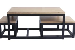 Miliboo Table Basse-Tables basses gigognes bois manguier massif et métal noir (lot de 3) FACTORY
