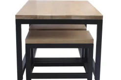 Miliboo Table Basse-Tables basses gigognes bois manguier massif et métal noir (lot de 3) FACTORY