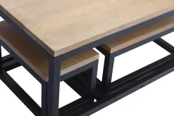 Miliboo Table Basse-Tables basses gigognes bois manguier massif et métal noir (lot de 3) FACTORY