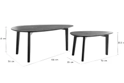 Miliboo Table Basse-Tables basses gigognes bois noir (lot de 2) ARTIK