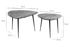 Miliboo Table Basse-Tables basses gigognes bois massif et métal noir (lot de 2) STONES