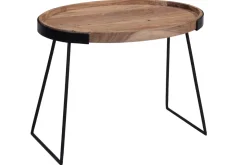 Miliboo Table Basse|Table D'appoint-Tables basses gigognes bois massif et métal noir (lot de 2) ELAVO