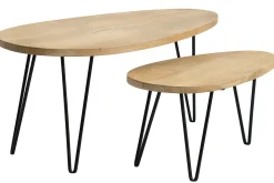 Miliboo Table Basse-Tables basses gigognes bois manguier massif et métal noir (lot de 2) VIBES