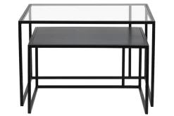 Miliboo Table Basse-Tables basses gigognes carrées design verre trempé et métal noir (lot de 2) TAHL