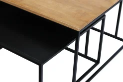 Miliboo Table Basse-Tables basses gigognes carrées bois manguier massif et métal noir (lot de 2) TAHL