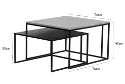 Miliboo Table Basse-Tables basses gigognes carrées bois manguier massif et métal noir (lot de 2) TAHL