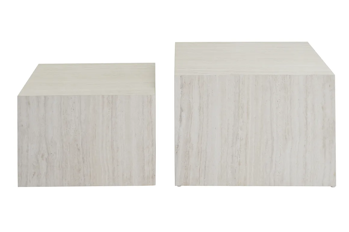 Miliboo Table Basse-Tables basses gigognes design effet travertin (lot de 2) CALLA