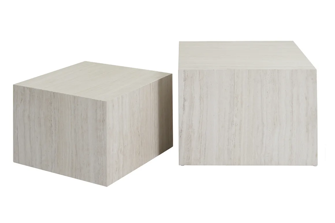 Miliboo Table Basse-Tables basses gigognes design effet travertin (lot de 2) CALLA