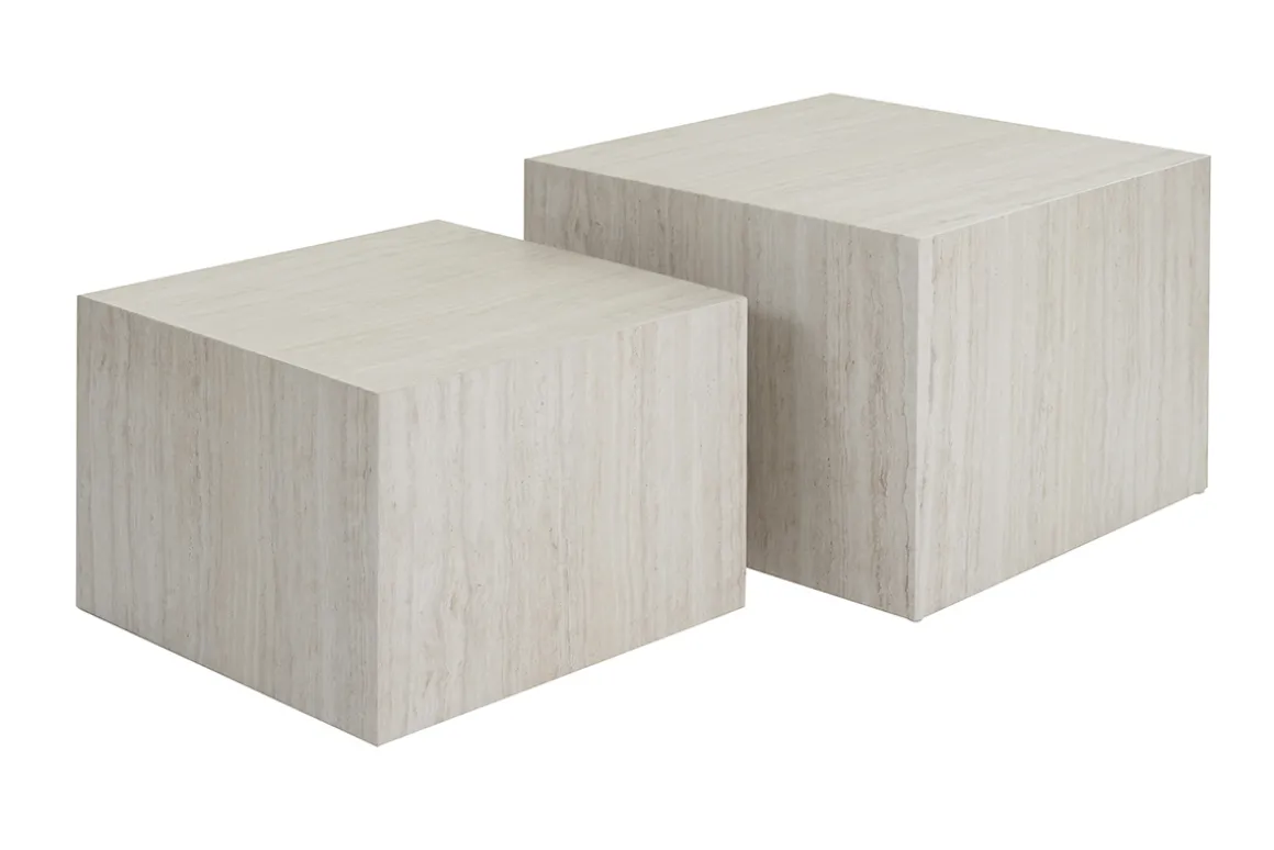Miliboo Table Basse-Tables basses gigognes design effet travertin (lot de 2) CALLA