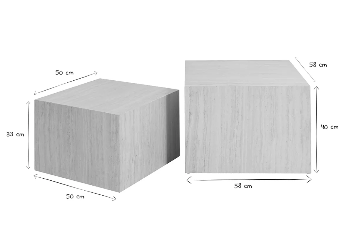 Miliboo Table Basse-Tables basses gigognes design effet travertin (lot de 2) CALLA