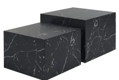 Miliboo Table Basse-Tables basses gigognes design effet marbre noir (lot de 2) CALLA