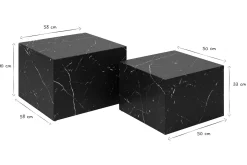 Miliboo Table Basse-Tables basses gigognes design effet marbre noir (lot de 2) CALLA