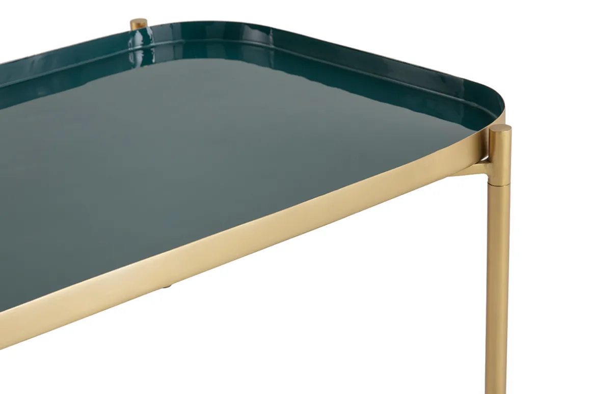 Miliboo Table Basse-Tables basses gigognes design laquées bleu, jaune et doré (lot de 2) ZURIA