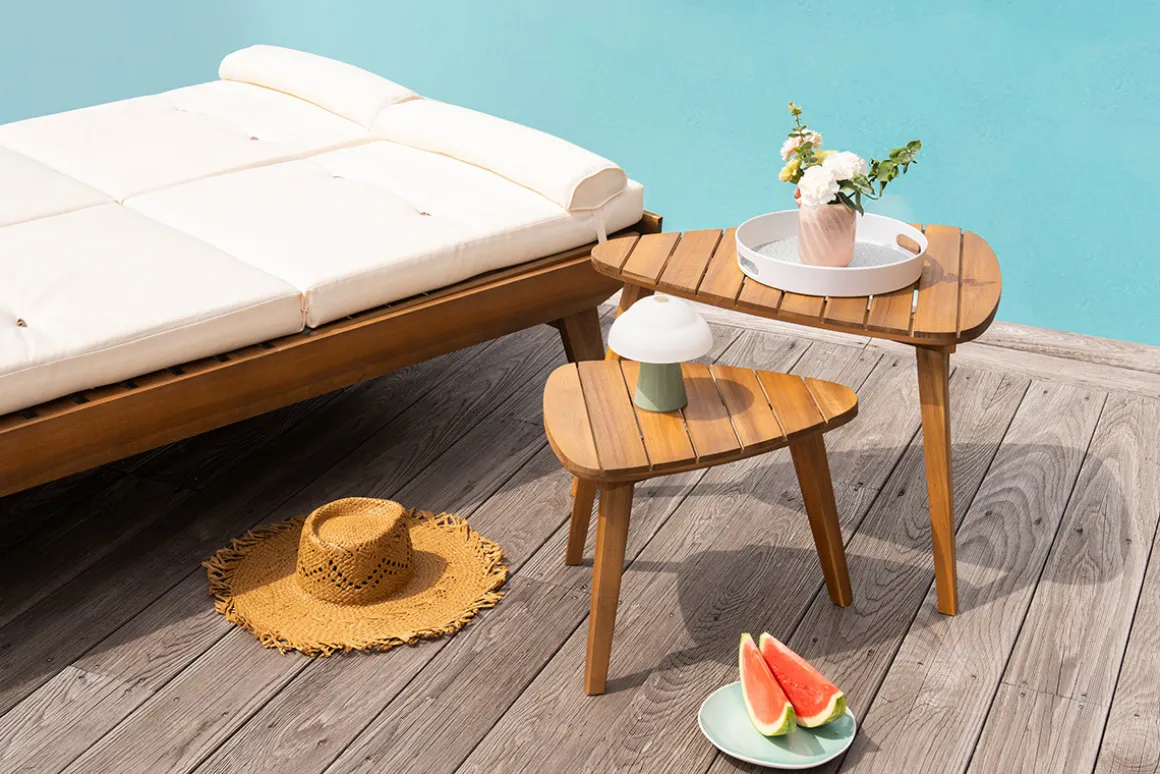 Miliboo Table De Jardin-Tables basses gigognes en bois massif (lot de 2) ELQUI