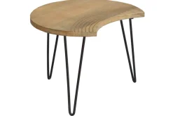Miliboo Table Basse-Tables basses gigognes gravées bois manguier massif et métal noir (lot de 3) VIBES