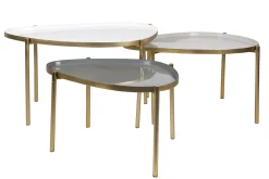 Miliboo Table Basse-Tables basses gigognes laquées blanc, gris et doré (lot de 3) ZURIA