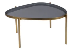 Miliboo Table Basse-Tables basses gigognes laquées blanc, gris et doré (lot de 3) ZURIA