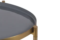 Miliboo Table Basse-Tables basses gigognes laquées blanc, gris et doré (lot de 3) ZURIA