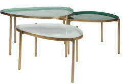 Miliboo Table Basse-Tables basses gigognes laquées vert-cyan et vert (lot de 3) ZURIA