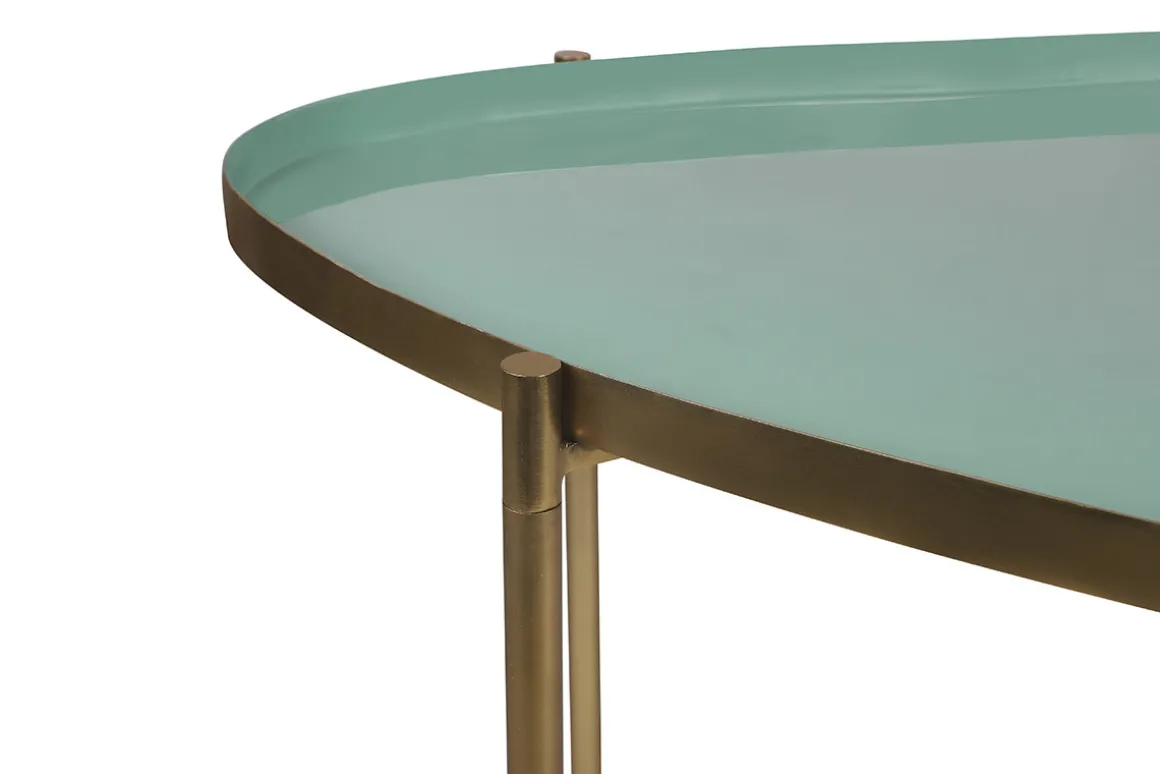 Miliboo Table Basse-Tables basses gigognes laquées vert-cyan et vert (lot de 3) ZURIA