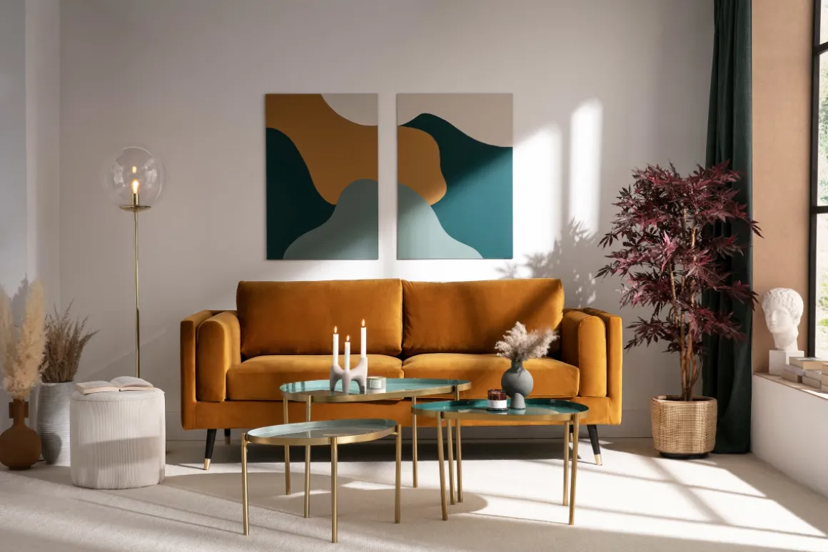 Miliboo Table Basse-Tables basses gigognes laquées vert-cyan et vert (lot de 3) ZURIA