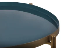 Miliboo Table Basse-Tables basses gigognes laquées moutarde, bleu canard et bleu (lot de 3) ZURIA