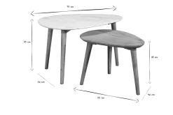 Miliboo Table Basse-Tables basses gigognes marbre blanc et bois manguier massif (lot de 2) EVY