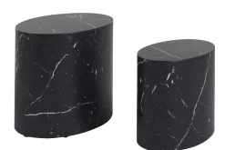 Miliboo Table Basse-Tables basses gigognes ovales design finition marbre noir (lot de 2) FAMOSA