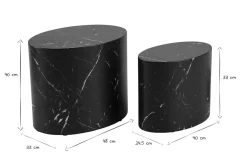 Miliboo Table Basse-Tables basses gigognes ovales design finition marbre noir (lot de 2) FAMOSA