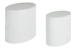 Miliboo Table Basse-Tables basses gigognes ovales design finition blanc laqué brillant (lot de 2) FAMOSA
