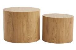Miliboo Table Basse|Table D'appoint-Tables basses gigognes ovales scandinaves bois clair finition chêne (lot de 2) WOODY