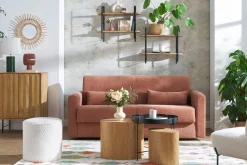 Miliboo Table Basse|Table D'appoint-Tables basses gigognes ovales scandinaves bois clair finition chêne (lot de 2) WOODY