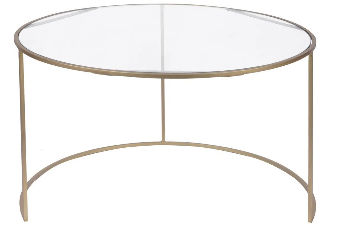 Miliboo Table Basse-Tables basses gigognes rondes design métal doré et verre teinté bleu pétrole (lot de 2) ROXO