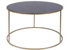 Miliboo Table Basse-Tables basses gigognes rondes design métal doré et verre teinté noir (lot de 2) ROXO
