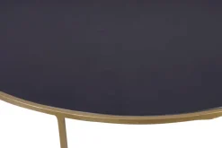 Miliboo Table Basse-Tables basses gigognes rondes design métal doré et verre teinté noir (lot de 2) ROXO
