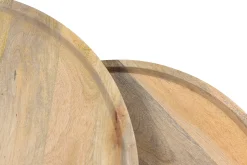 Miliboo Table Basse-Tables basses gigognes rondes bois manguier massif et métal noir (lot de 2) LEDGE