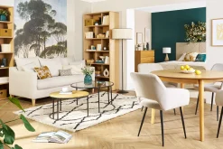 Miliboo Table Basse-Tables basses gigognes rondes verre trempé, bois manguier massif et métal noir (lot de 2) TAHL