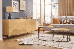 Miliboo Table Basse-Tables basses gigognes rondes verre trempé, bois manguier massif et métal noir (lot de 2) TAHL