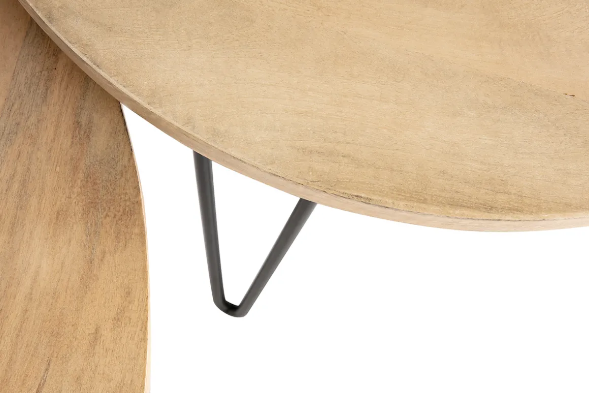 Miliboo Table Basse-Tables basses gigognes rondes bois manguier massif et métal noir (lot de 2) VIBES
