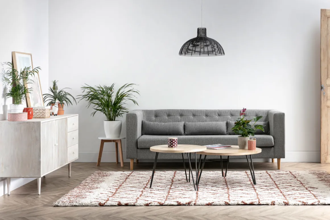 Miliboo Table Basse-Tables basses gigognes rondes bois manguier massif et métal noir (lot de 2) VIBES